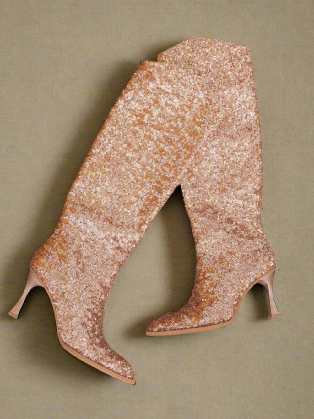 Size US 8.5 The Jewel Rose Gold | Knee High Sequin Boot